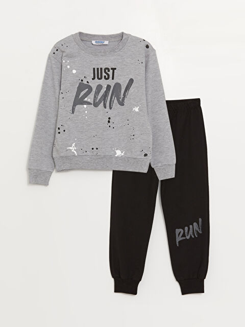 Coppa Bisiklet Yaka Baskılı Uzun Kollu Erkek Çocuk Sweatshirt ve Eşofman Altı - W3I575Z4-998