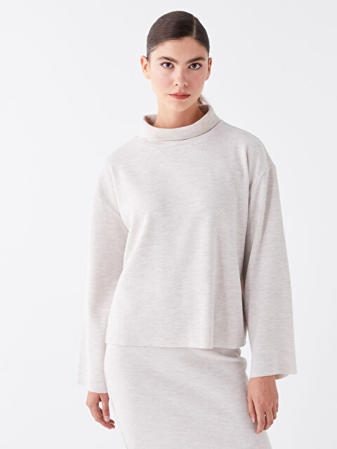 LCW Vision Balıkçı Yaka Düz Uzun Kollu Kadın Triko Kazak - W3I761Z8-L8Q