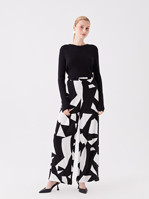 LCW Modest Beli Lastikli Rahat Kalıp Desenli Kadın Pantolon - W3I763Z8-LQJ