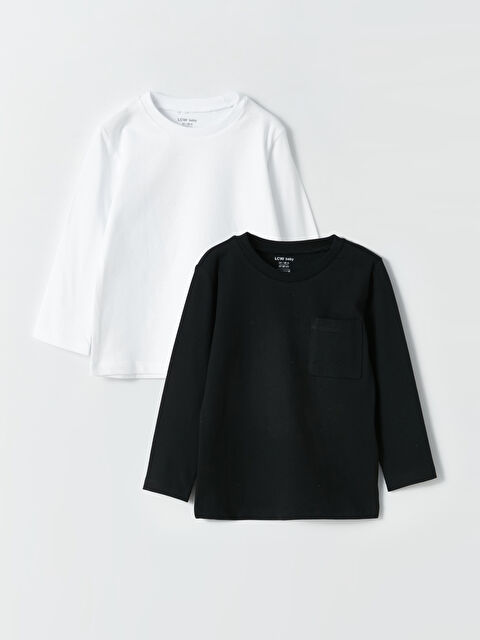 LCW baby Bisiklet Yaka Uzun Kollu Basic Erkek Bebek Tişört 2'li - W3I768Z1-Q6K