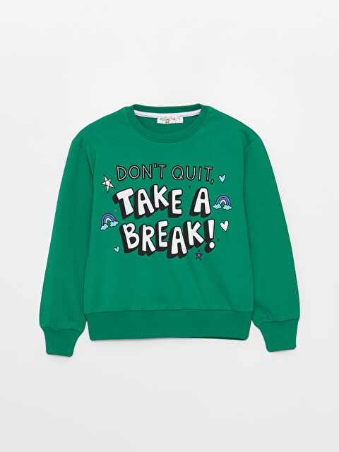 Calimera Kids Bisiklet Yaka Baskılı Uzun Kollu Kız Çocuk Sweatshirt - W3IA32Z4-GHX