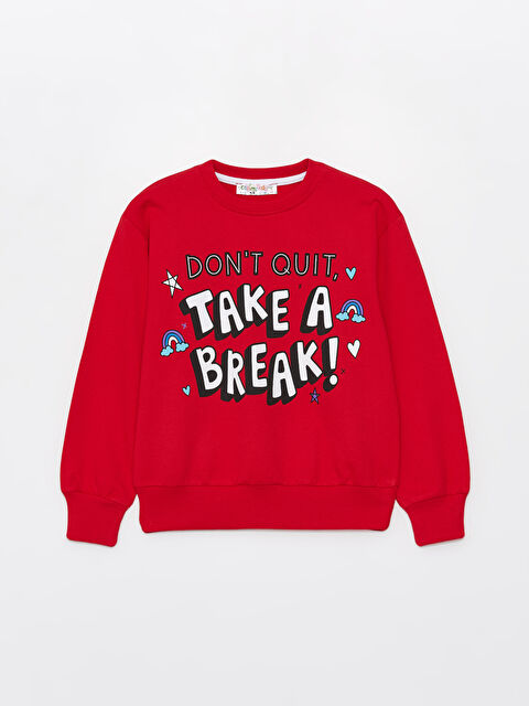 Calimera Kids Bisiklet Yaka Baskılı Uzun Kollu Kız Çocuk Sweatshirt - W3IA32Z4-H0P