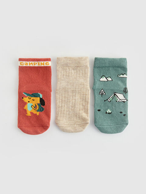 LCW baby Erkek Bebek Baskılı Soket Çorap 3'lü - W3IB76Z1-GJD