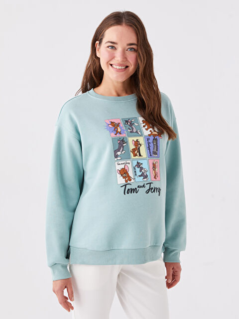 LCWAIKIKI Maternity Bisiklet Yaka Tom ve Jerry Baskılı Uzun Kollu Hamile Sweatshirt - W3IC50Z8-V6A