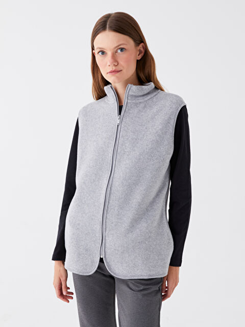 LCWAIKIKI Basic Kadın Dik Yaka Düz Polar Yelek - W3IF18Z8-CT3