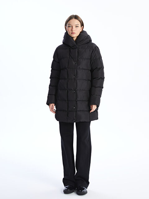 LCW Vision Kadın Kapüşonlu Düz Şişme Mont - W3IG14Z8-CVL