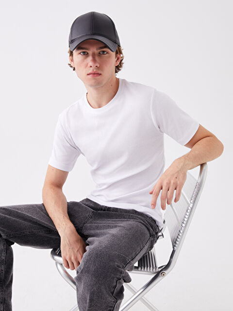 LCWAIKIKI Classic Bisiklet Yaka Penye Erkek Tişört - W3IK21Z8-Q6K