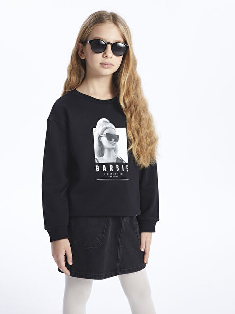 LCW Kids Bisiklet Yaka Barbie Baskılı Uzun Kollu Kız Çocuk Sweatshirt - W3IL18Z4-CVL