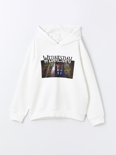 LCW Kids Wednesday Baskılı Uzun Kollu Kız Çocuk Hoodie - W3IM33Z4-FDH