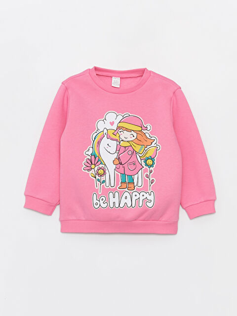 LCW baby Bisiklet Yaka Baskılı Kız Bebek Sweatshirt - W3IN53Z1-FMM