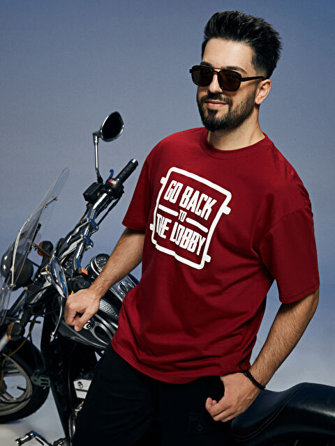 Team Fury Oversize Bisiklet Yaka Kısa Kollu Baskılı Penye Erkek Tişört