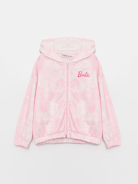LCW Kids Kapüşonlu Barbie Baskılı Uzun Kollu Kız Çocuk Fermuarlı Sweatshirt - W3IN83Z4-LT4