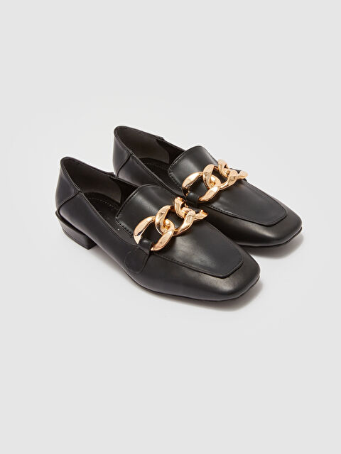 LCW STEPS Deri Görünümlü Zincir Detaylı Kadın Loafer Ayakkabı - W3IO40Z8-CVL