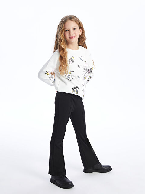 LCW Kids Beli Lastikli Basic İspanyol Paça Kız Çocuk Tayt - W3IO72Z4-CVL