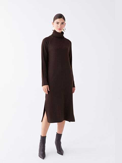 LCW Vision Balıkçı Yaka Düz Uzun Kollu Kadın Triko Elbise - W3IO90Z8-HDD