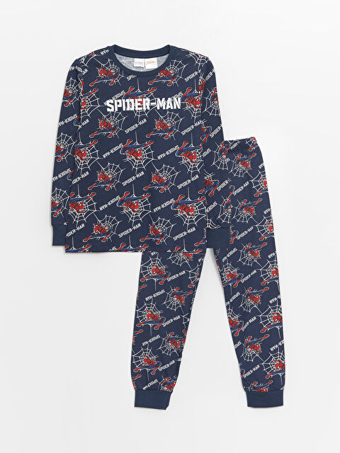 LCW Kids Bisiklet Yaka Spider-Man Baskılı Uzun Kollu Erkek Çocuk Pijama Takımı - W3IS65Z4-LSJ