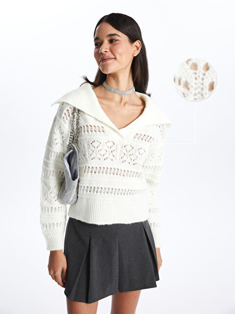 LCW Vision Polo Yaka Ajurlu Uzun Kollu Kadın Triko Kazak - W3IT65Z8-RFC