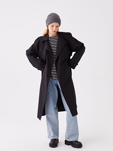 LCW Vision Kadın Kruvaze Yaka Düz Trençkot - W3IU33Z8-CVL