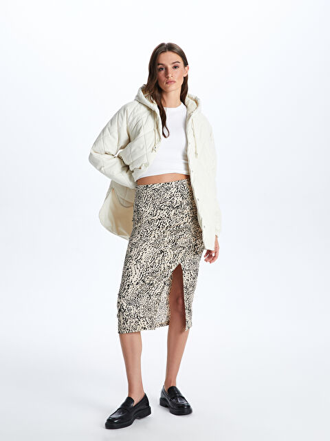 LCW Vision Beli Lastikli Ekstra Dar Fit Desenli Kadın Etek - W3IV38Z8-LQB