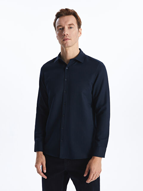 SOUTHBLUE Slim Fit Uzun Kollu Armürlü Erkek Gömlek - W3J037Z8-RFH