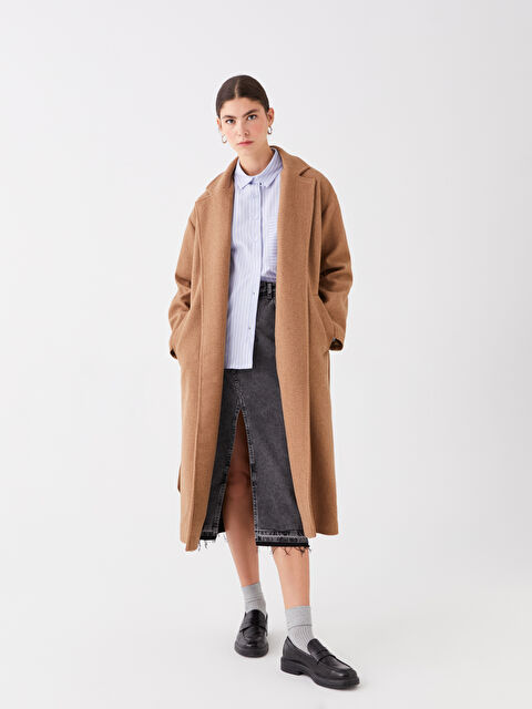 LCW Vision Ceket Yaka Kadın Kaşe Kaban - W3J127Z8-L8Q