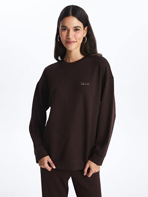 LCW Vision Bisiklet Yaka Baskılı Uzun Kollu Kadın Sweatshirt - W3J136Z8-JR3