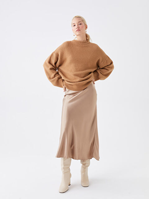 LCW Vision Kadın Standart Fit Düz Saten Etek - W3J194Z8-QZT