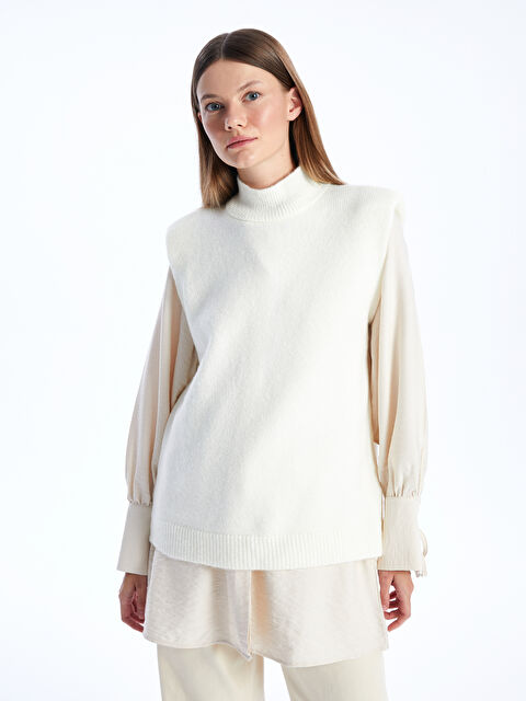 LCW Modest Kadın Yarım Balıkçı Yaka Düz Triko Süveter - W3J383Z8-EEW