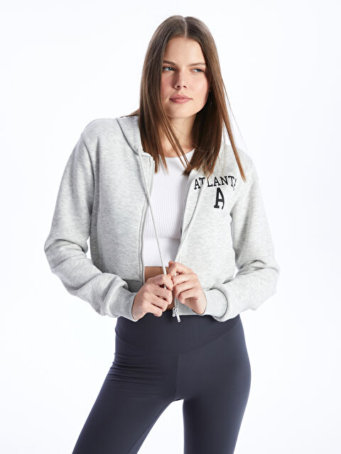 XSIDE ACTIVE Kapüşonlu Baskılı Uzun Kollu Kadın Fermuarlı Sweatshirt - W3J523Z8-LAL