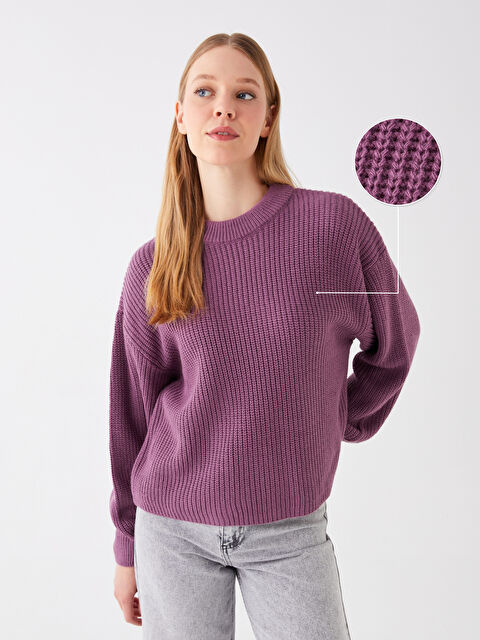 LCW Vision Bisiklet Yaka Düz Uzun Kollu Kadın Triko Kazak - W3J585Z8-GNF