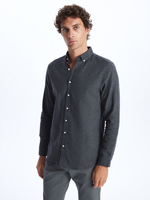 SOUTHBLUE Slim Fit Uzun Kollu Armürlü Erkek Gömlek - W3J714Z8-QBT