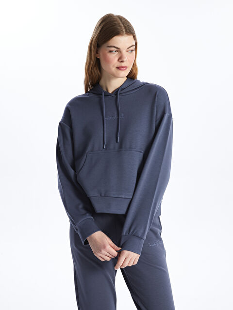 LCW Vision Nakışlı Uzun Kollu Kadın Hoodie - W3J817Z8-GYR