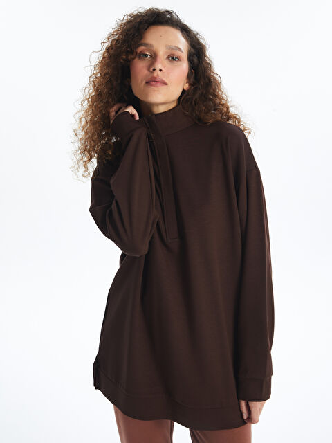 LCWAIKIKI Basic Dik Yaka Düz Uzun Kollu Kadın Tunik - W3J857Z8-JSE