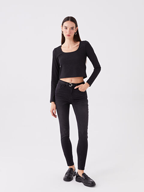 LCW Jeans Beli Kemerli Mercury Skinny Fit Kadın Jean Pantolon - W3J953Z8-327