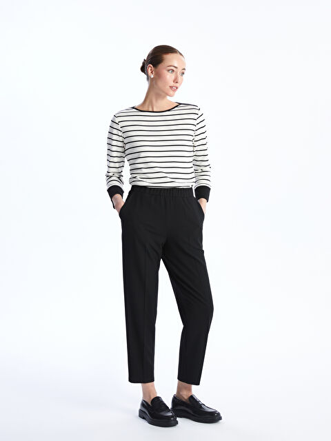 LCW Grace Beli Lastikli Standart Fit Kadın Pantolon - W3JA70Z8-CVL