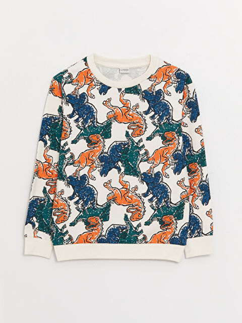 LCW Kids Bisiklet Yaka Baskılı Uzun Kollu Erkek Çocuk Tişört - W3JB10Z4-LSM