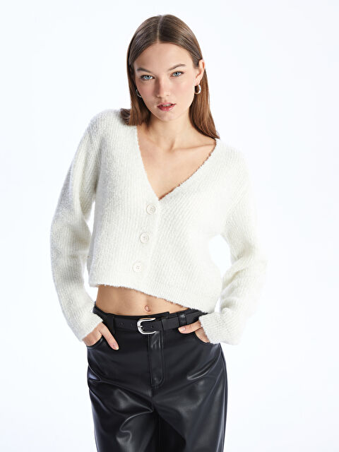 LCW Vision V Yaka Kadın Triko Hırka - W3JB42Z8-R9J