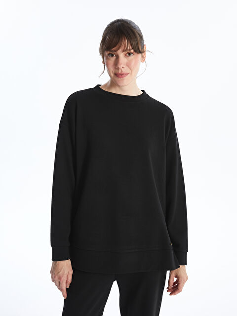 LCWAIKIKI Basic Bisiklet Yaka Nakışlı Uzun Kollu Kadın Sweatshirt - W3JC33Z8-CVL