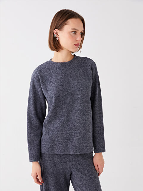 LCW Vision Bisiklet Yaka Düz Uzun Kollu Kadın Sweatshirt - W3JC76Z8-LAM