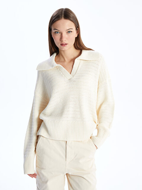 LCW Vision Polo Yaka Kadın Triko Kazak - W3JG92Z8-FDU