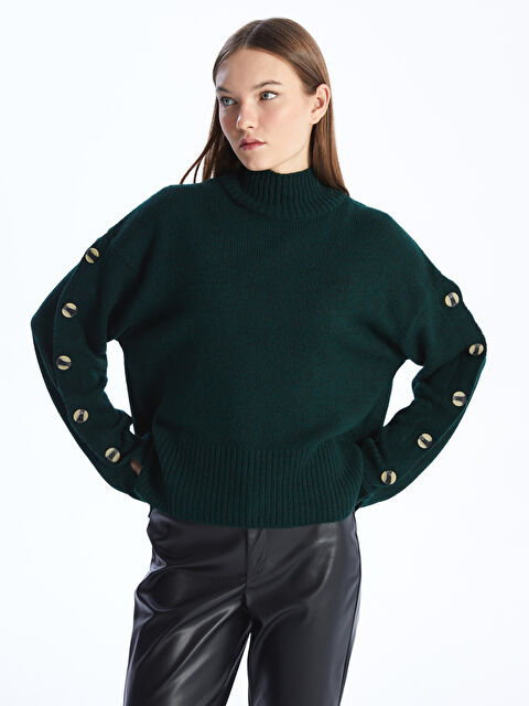 LCW Vision Yarım Balıkçı Yaka Oversize Kadın Triko Kazak - W3JH10Z8-HDA