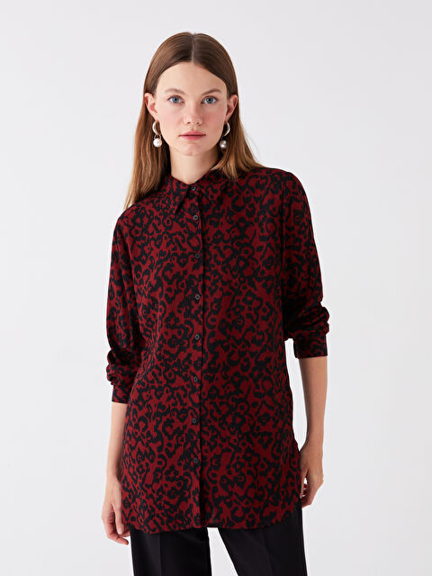 LCWAIKIKI Basic Desenli Uzun Kollu Kadın Gömlek - W3JH68Z8-LTQ