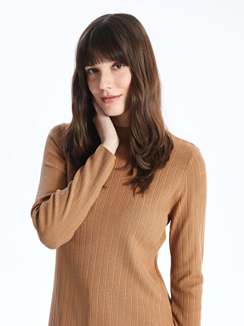 LCWAIKIKI Basic Yarım Balıkçı Yaka Düz Uzun Kollu Kadın Triko Tunik - W3JK17Z8-YDS