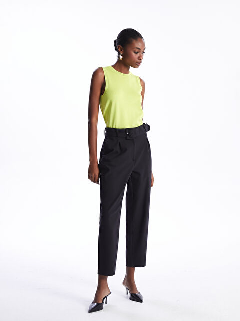 LCW Vision Beli Kemerli Havuç Kesim Kadın Pantolon - W3JK27Z8-CVL