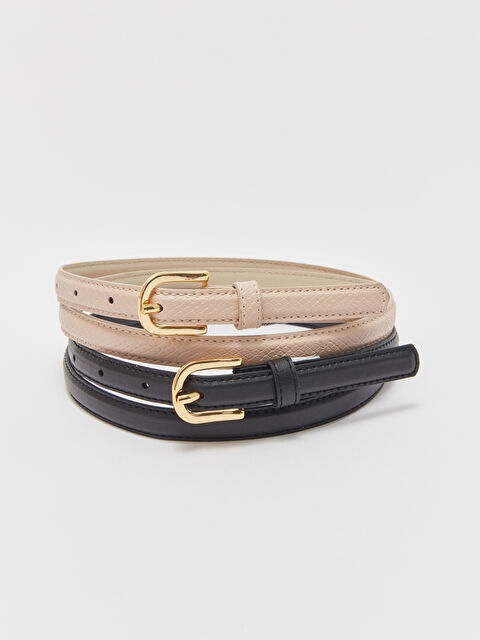 LCW ACCESSORIES Deri Görünümlü Kadın Kemer 2'li - W3JK39Z8-RQL