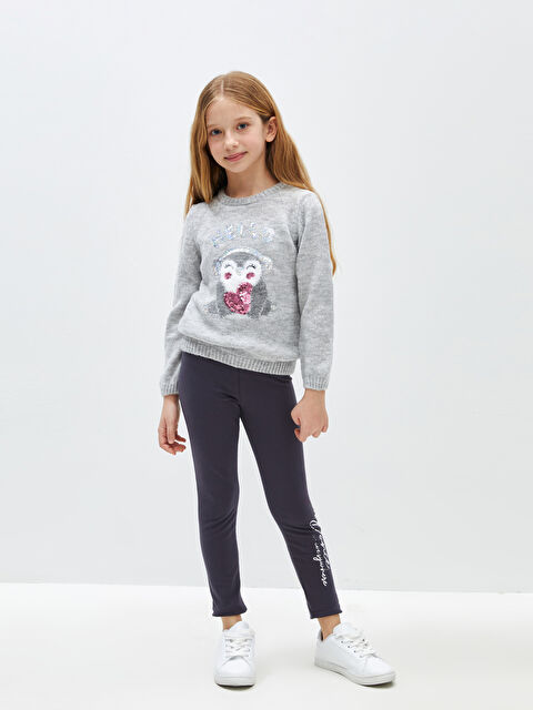 LCW Kids Beli Lastikli Baskılı Kız Çocuk Tayt - W3JN90Z4-HHY