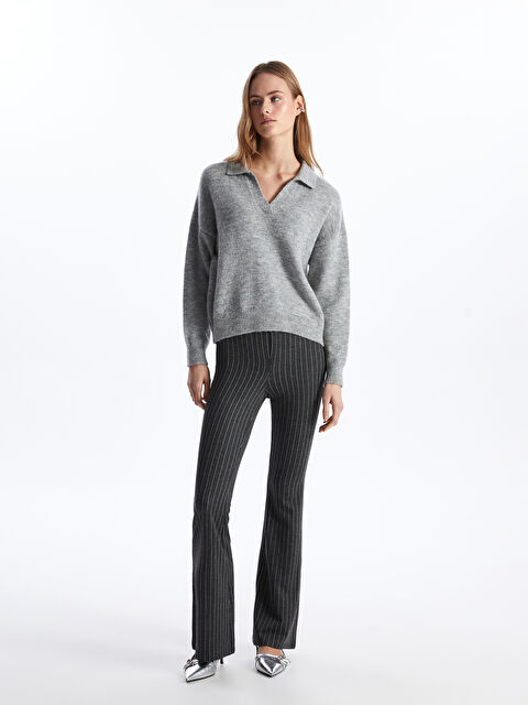 LCW Vision Ekstra Dar Fit Çizgili İspanyol Paça Kadın Pantolon - W3JO82Z8-LFY