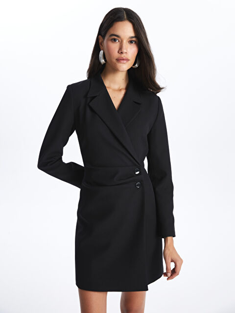 LCW Vision Kruvaze Yaka Düz Uzun Kollu Kadın Ceket Abiye Elbise - W3JP02Z8-CVL