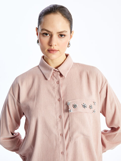 LCW Modest Düz Uzun Kollu Kadın Gömlek Tunik - W3JV95Z8-VCD