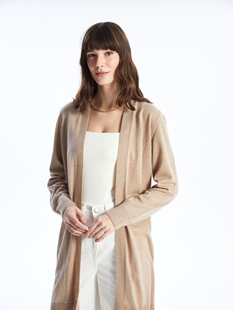 LCWAIKIKI Classic Şal Yaka Düz Uzun Kollu Kadın Triko Hırka - W3JY24Z8-DGF